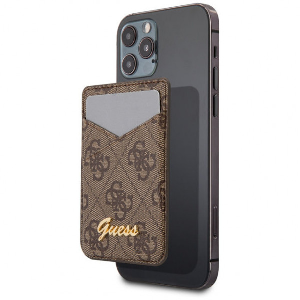 Магнитный картхолдер CG Mobile Guess Wallet Cardslot Magsafe 4G Trangle logo, цвет Коричневый (GUWMS4GTLBR)