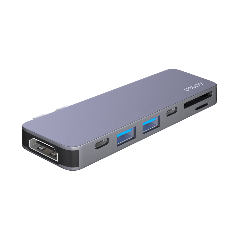 Адаптер-хаб Deppa USB-C для MacBook 7-в-1, графит (73121)