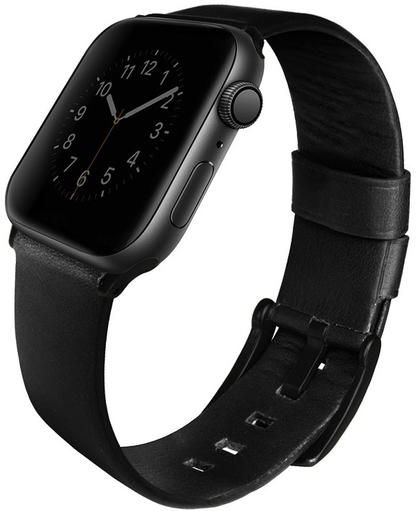 Ремешок кожаный Uniq Mondain Strap Leather для Apple Watch 42/44/45/49 мм, цвет Черный (44MM-MONBLK)