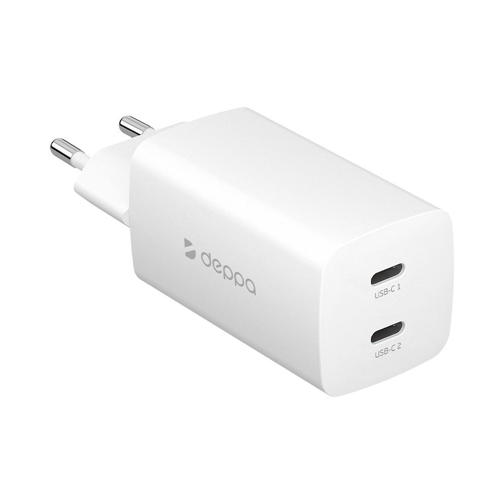 Сетевое зарядное устройство Wall Charger USB-C + USB-С, 65Вт, PD, GaN, белый