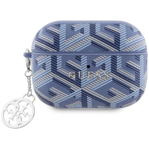 Чехол Guess PU leather G CUBE with metal logo and Charm для AirPods Pro 2, цвет Синий (GUAP2HGCFSEB)