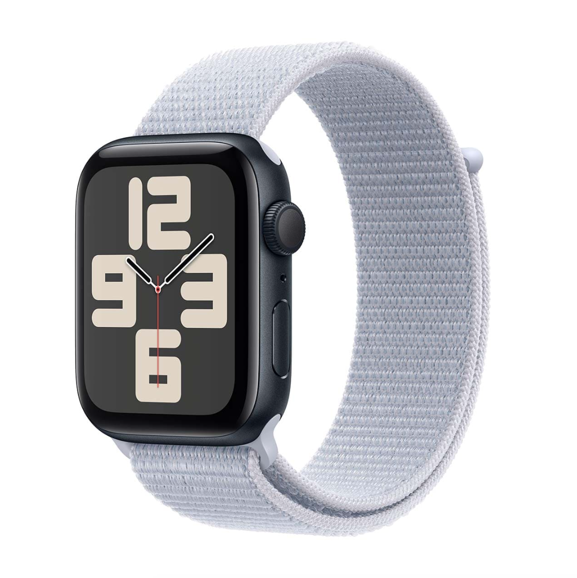 Apple Watch SE (2024), 44 мм корпус из алюминия цвета «Midnight», ремешок Sport Loop цвета «Blue Cloud»
