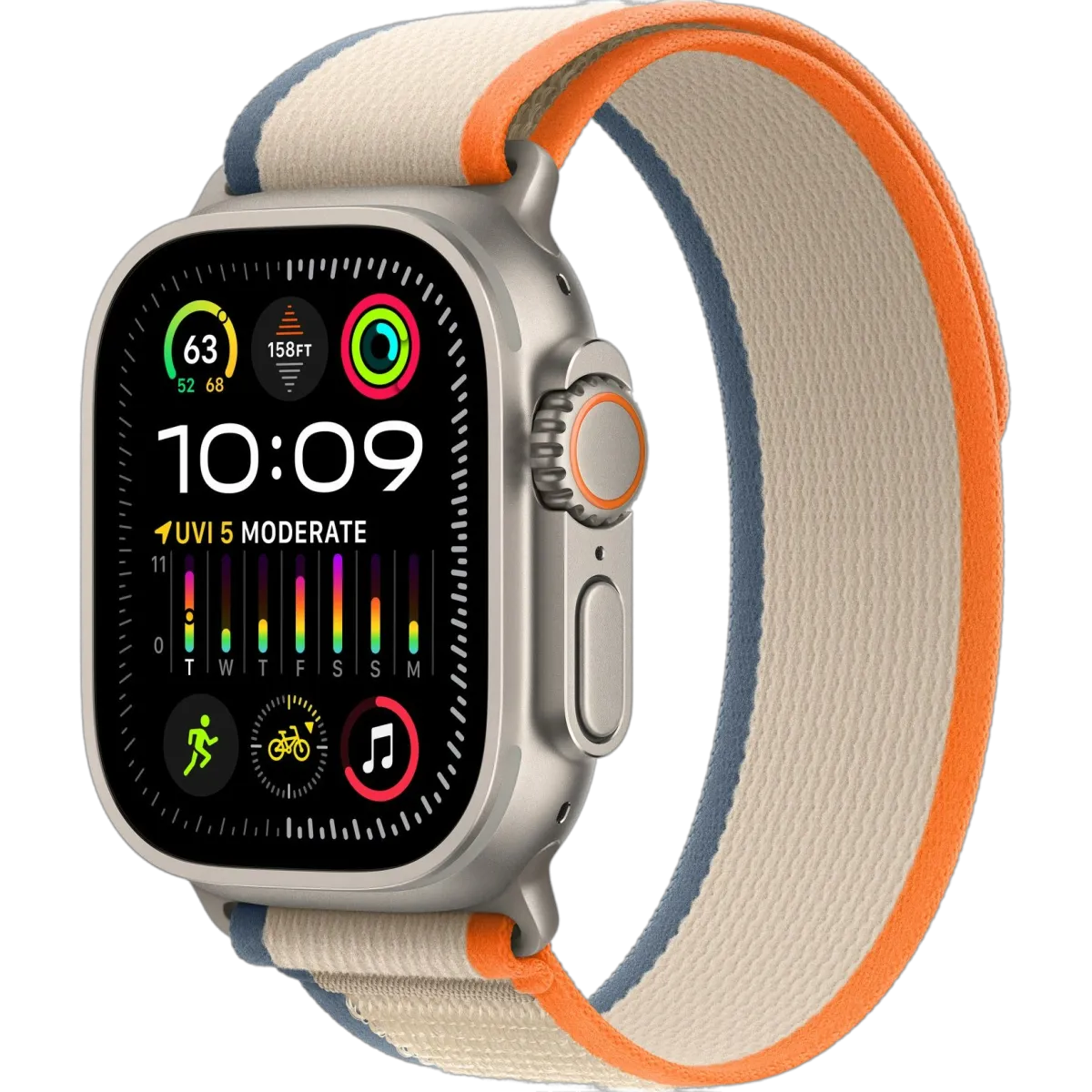 Apple Watch Ultra 2 49 мм корпус из титана ремешок Trail Loop оранжевого/бежевого цвета