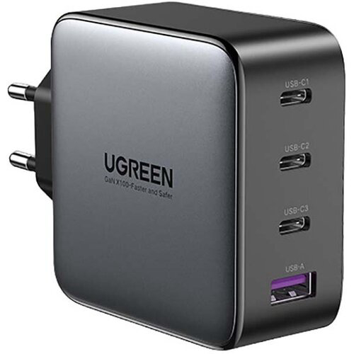 Сетевое зарядное устройство Ugreen CD226 USB A + 3 USB C 100W GaN Tech Fast Charger с кабелем Type-C (90575)