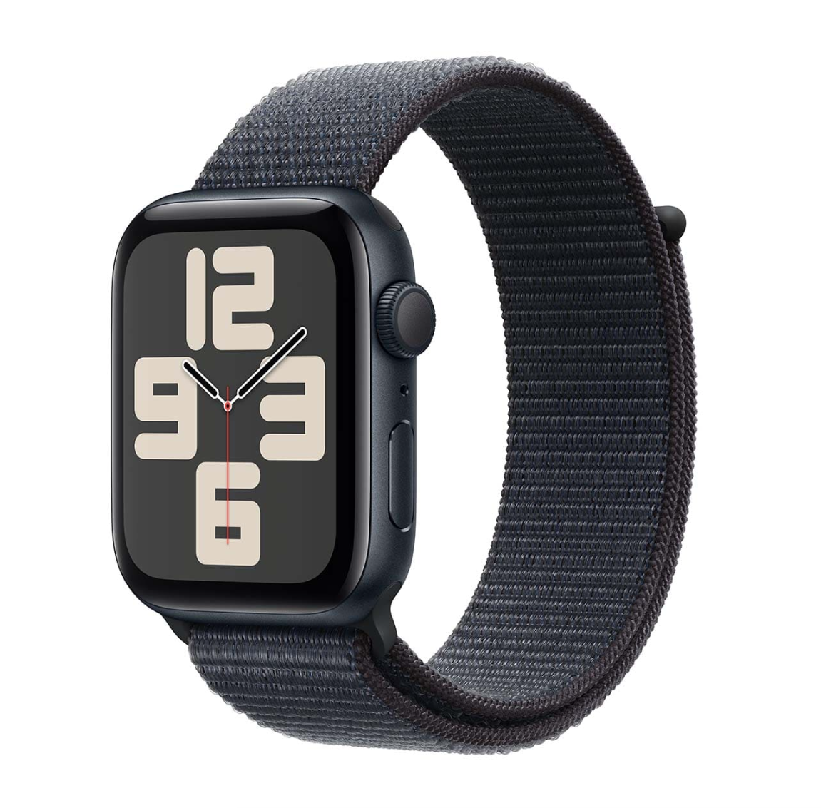 Apple Watch SE (2024), 44 мм корпус из алюминия цвета «Midnight», ремешок Sport Loop цвета «Ink»