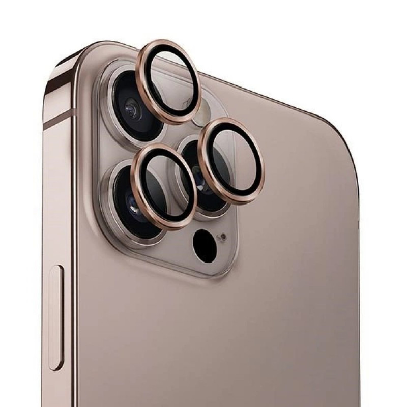 Защитное стекло для камеры Uniq OPTIX Camera Lens AluGuard Taupe для iPhone 16 Pro/16 Pro Max, Gold