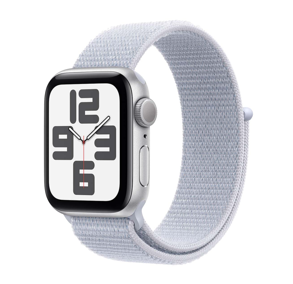 Apple Watch SE (2024), 40 мм корпус из алюминия цвета «Silver», ремешок Sport Loop цвета «Blue Cloud»