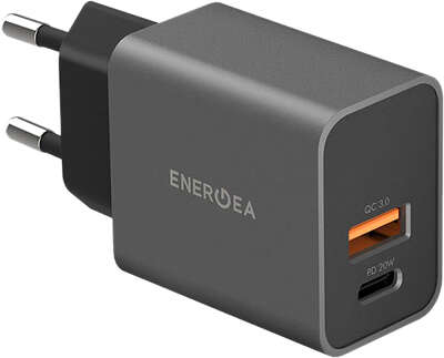 Сетевое зарядное устройство EnergEA Ampcharge PD20+, USB-C PD20 + USB-A QC3.0 20W, цвет Серый (CHR-AC-PDQ20EU)