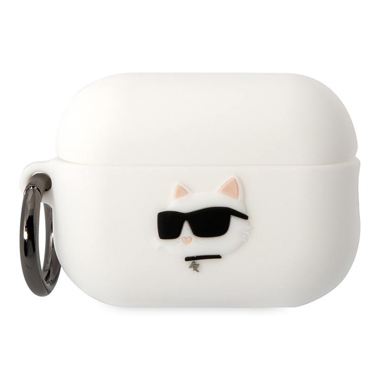 Чехол Karl Lagerfeld Silicone case with ring NFT 3D Choupette для Airpods Pro 2 (2022), цвет белый (KLAP2RUNCHH)
