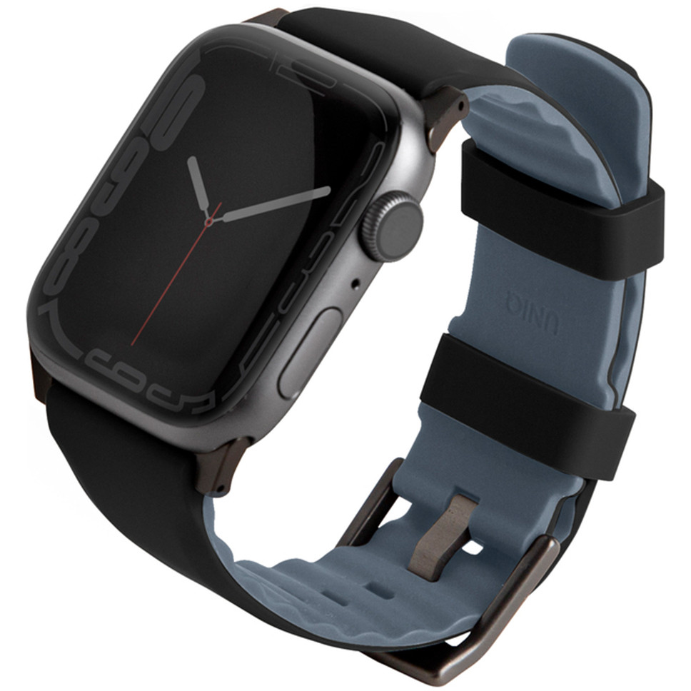 Ремешок Uniq Linus Airosoft silicone strap для Apple Watch 42/44/45 мм, цвет Черный (45MM-LINUSBLK)