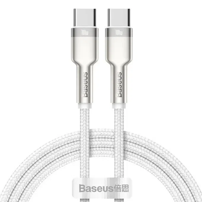 Кабель Baseus Cafule Series Metal Data Cable [Type-C - Type-C] 100W 100см, White (CATJK-C02)