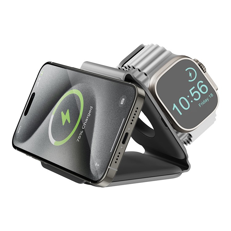 Беспроводное СЗУ EnergEA Bazic GoMag Trio PLUS magnetic wireless foldable 15W Grey