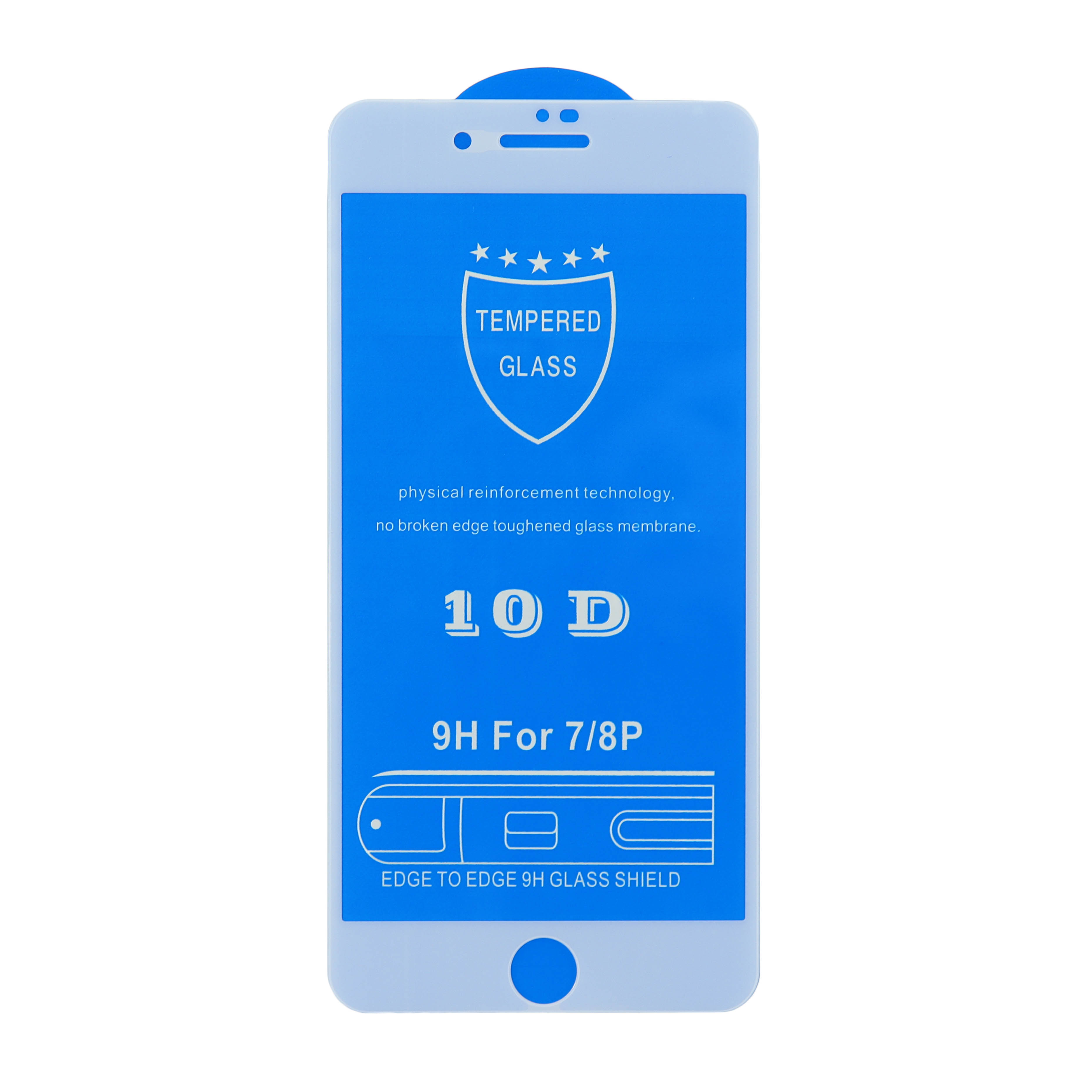Защитно стекло 3D для iPhone 7Plus/8plus Tempered Glass белое 0.33 мм (ударопрочное)