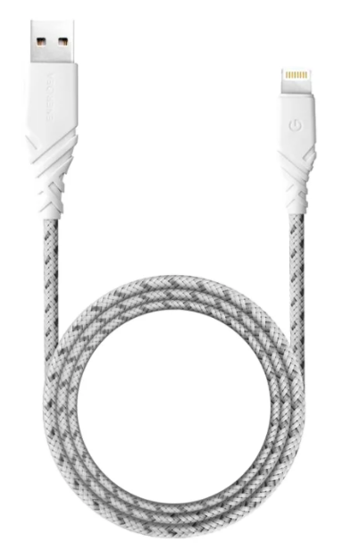 Кабель EnergEA NyloGlitz Lightning MFI 1.5 м, цвет Белый (CBL-NG-WHT150)