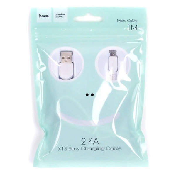 USB кабель HOCO X13 Easy MicroUSB, 2.4А, 1м, TPE (белый)
