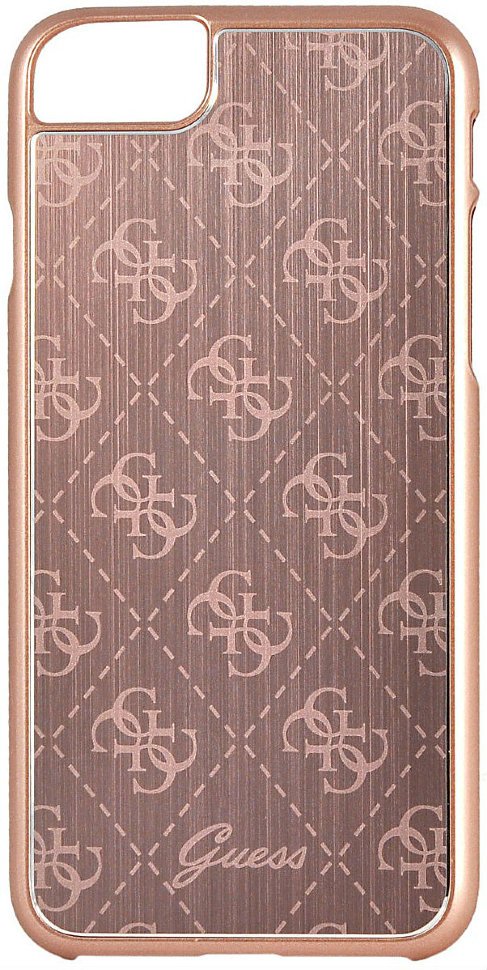 Чехол Guess 4G Aluminium plate Hard для iPhone 7/8/SE 2020, цвет "Розовое золото" (GUHCP7MEPI)