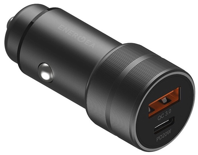 АЗУ EnergEA Alu drive PD20+, USB-C PD20 +USB-A QC3.0 (total 38W) Aluminium Gunmet