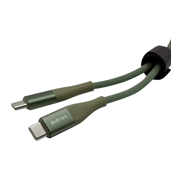 Кабель Type-C/Type-C SOLOVE 100 см 65W PD 3А нейлоновая оплетка (DW3 Green ) ,  зеленый