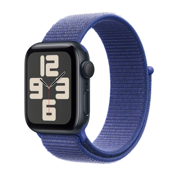 Apple Watch SE (2024), 40 мм корпус из алюминия цвета «Midnight», ремешок Sport Loop цвета «Ultramarine»