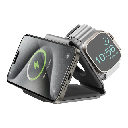 Беспроводное СЗУ EnergEA Bazic GoMag Trio PLUS magnetic wireless foldable 15W Grey