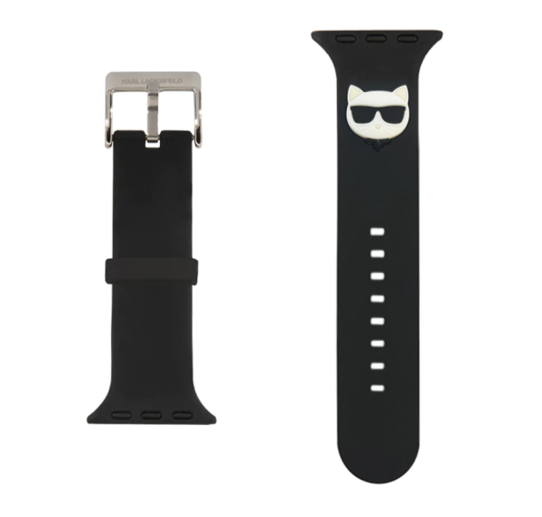 Ремешок Karl Lagerfeld Silicone Choupette head Black для Apple Watch 41/40/38 mm, цвет черный (KLAWMSLCK)