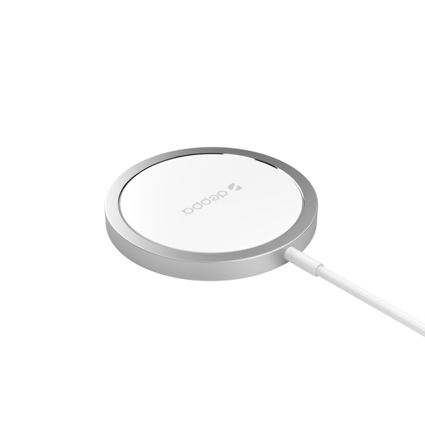 Беспроводное ЗУ Deppa MagSafe, Qi 15W, цвет серебристый (24012)