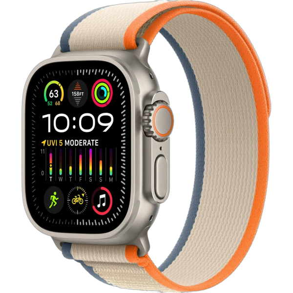 Apple Watch Ultra 2 49 мм корпус из титана ремешок Trail Loop оранжевого/бежевого цвета