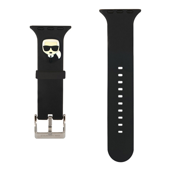 Ремешок Karl Lagerfeld Silicone Karl head для Apple Watch 45/44/42 mm, цвет черный (KLAWLSLKK)