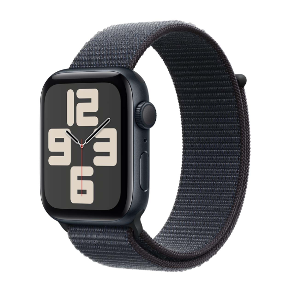 Apple Watch SE (2024), 44 мм корпус из алюминия цвета «Midnight», ремешок Sport Loop цвета «Ink»