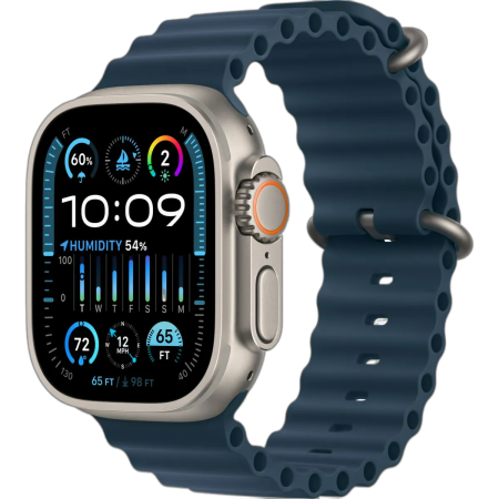 Apple Watch Ultra 2 49 мм корпус из титана ремешок Ocean Band синего цвета