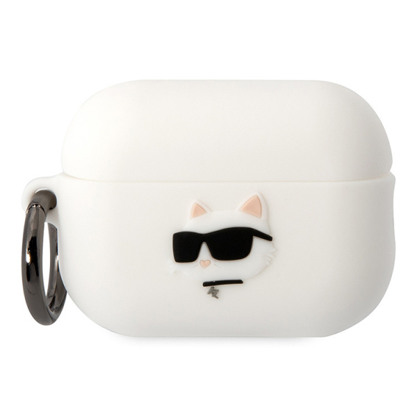 Чехол Karl Lagerfeld Silicone case with ring NFT 3D Choupette для Airpods Pro 2 (2022), цвет белый (KLAP2RUNCHH)
