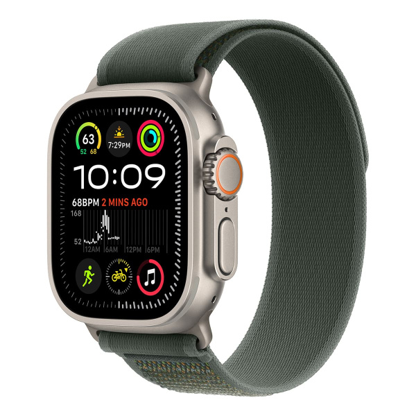 Apple Watch Ultra 2, 49 мм корпус из бежевого титана + ремешок Trail цвета «Green»