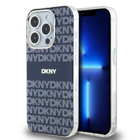 Чехол DKNY PC/TPU Repeat texture Tonal stripe Hard Blue (MagSafe) для iPhone 15 Pro Max, синий