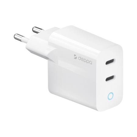 Сетевое зарядное устройство Wall Charger 2xUSB-C, 45Вт, PD, белый
