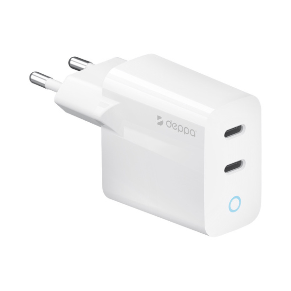 Сетевое зарядное устройство Wall Charger 2xUSB-C, 45Вт, PD, белый