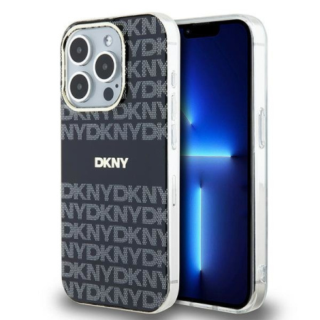 Чехол DKNY PC/TPU Repeat texture Tonal stripe Hard Black (MagSafe) для iPhone 15 Pro Max, чёрный