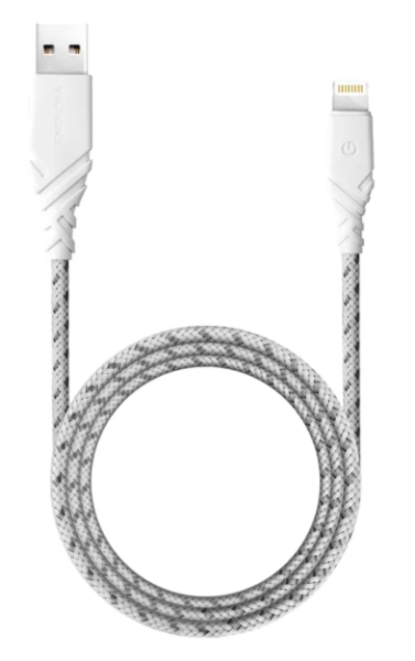 Кабель EnergEA NyloGlitz Lightning MFI 1.5 м, цвет Белый (CBL-NG-WHT150)