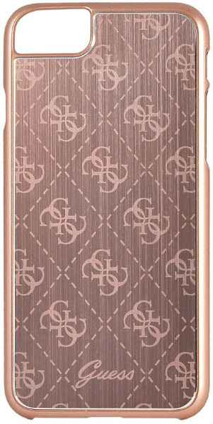 Чехол Guess 4G Aluminium plate Hard для iPhone 7/8/SE 2020, цвет "Розовое золото" (GUHCP7MEPI)