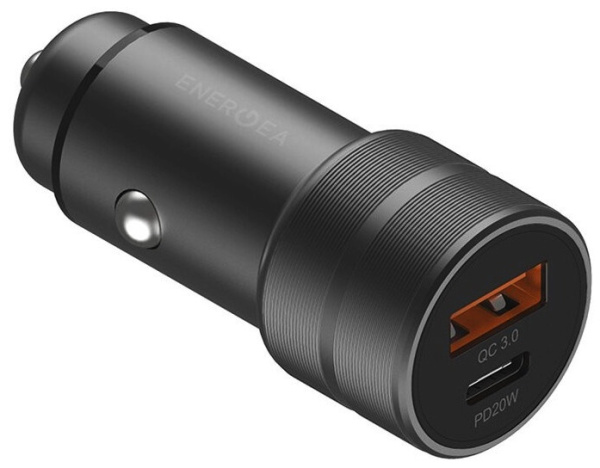 АЗУ EnergEA Alu drive PD20+, USB-C PD20 +USB-A QC3.0 (total 38W) Aluminium Gunmet
